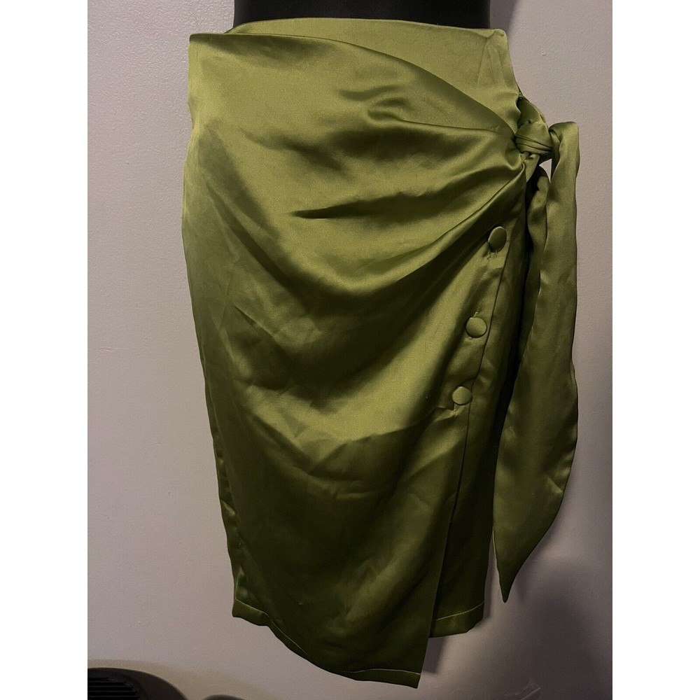 Lime Green Silk MNG SUIT Wrap Skirt Size 2